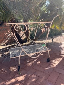 Glass and Metal Garden Cart on  wheels