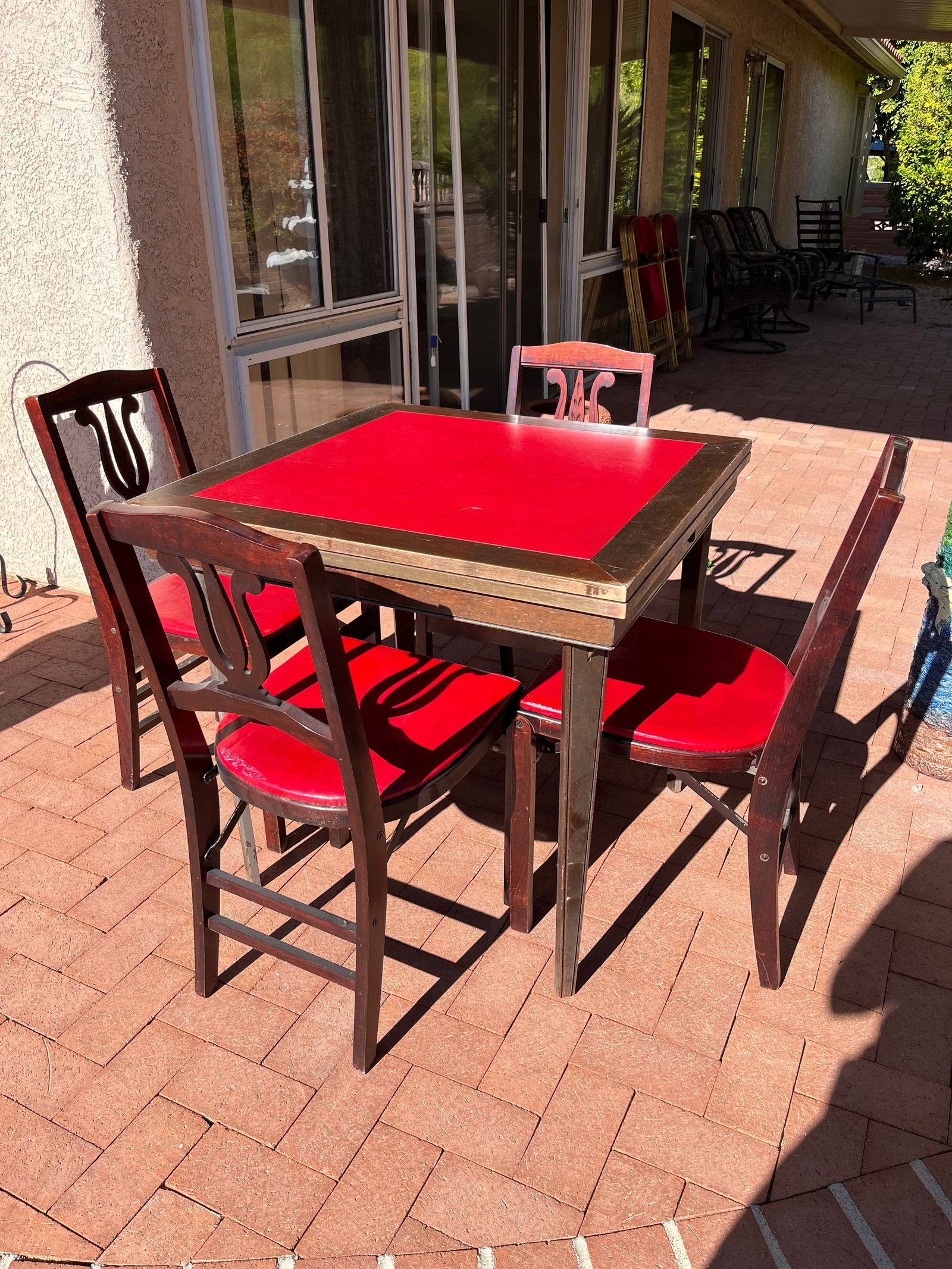 Vintage Leather and Wood Folding Table and Chairs (1 of 5)