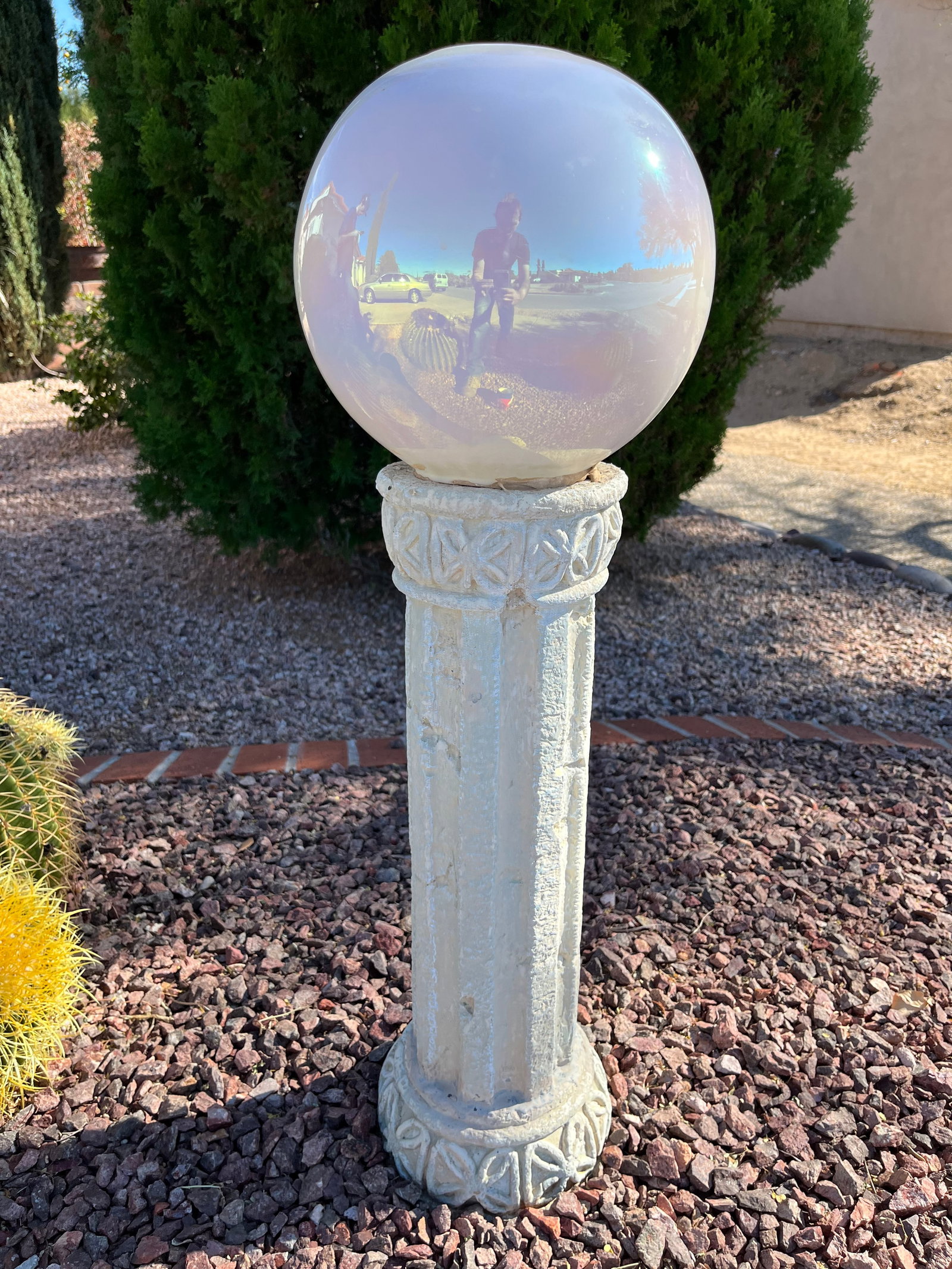 Glass and Resin Orb Garden Art: Good condition