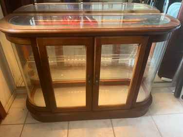 3 Tier Glass and Wood Display Cabinet