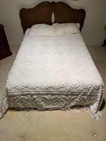 Vintage Wicker Style Bedframe with Mattress