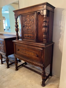 Antique Hand Carved Wood Cabinet
