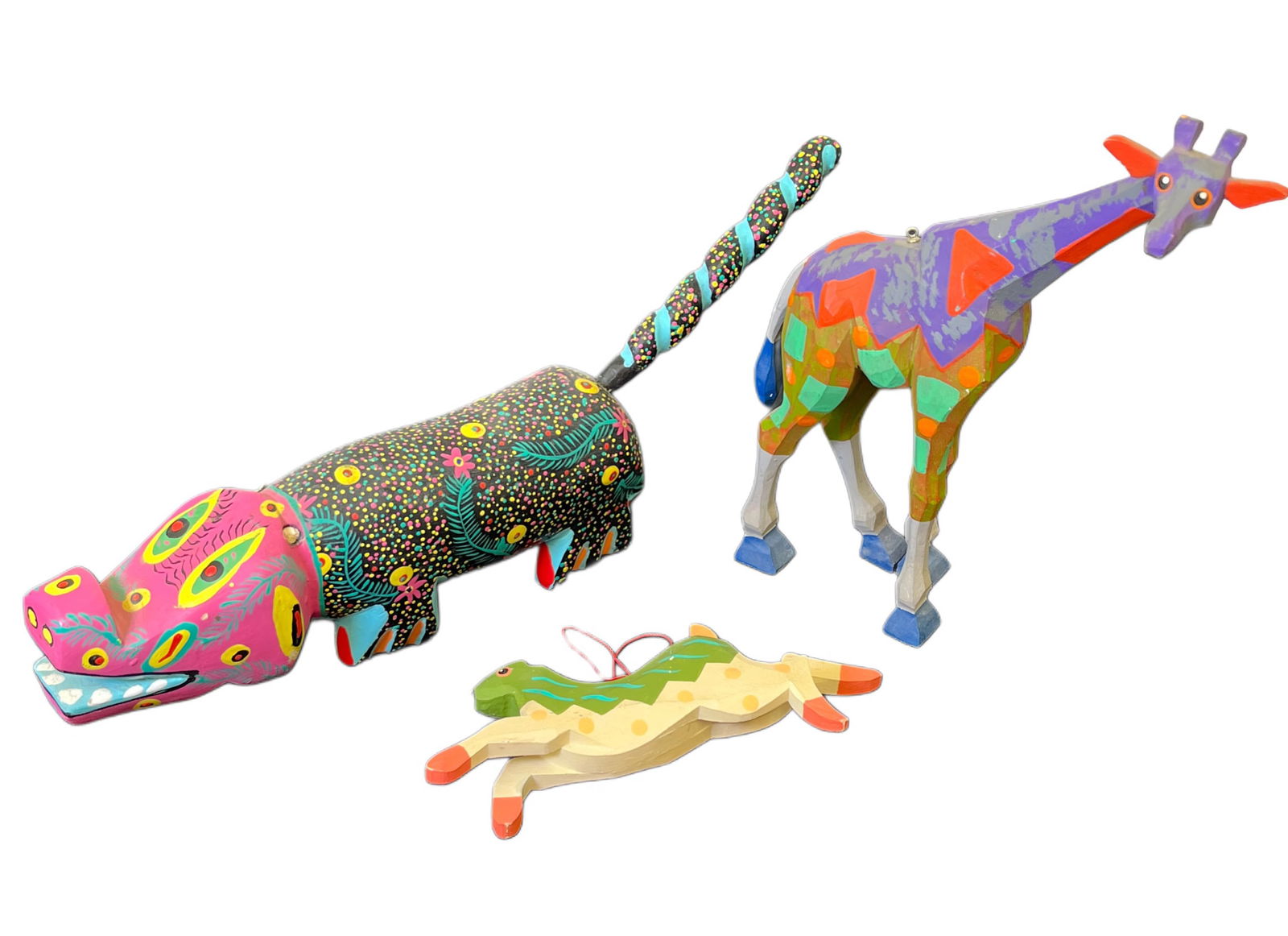 Giraffe, Hippo, & Rabbit Oaxacan Figures (1 of 11)
