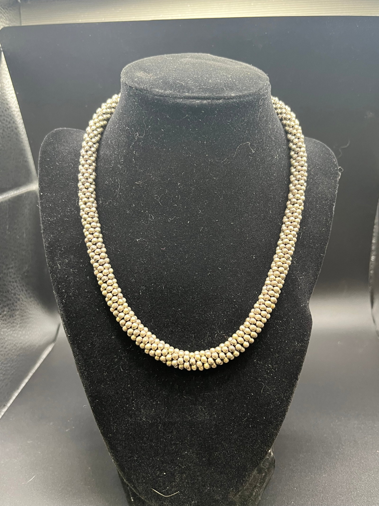 Antique Turkish Metal Necklace: Good condition, 8.5". Silver?