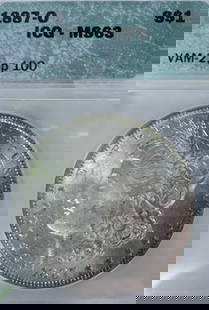 1887-O Morgan Silver Dollar MS63 VAM2 Top 100: This 1887-O Morgan Dollar which has been certified as MS-63 VAM2 Top 100. This 1887-O Morgan Dollar (VAM-2, Top-100) has been certified as MS-63 by NGC, one of the leading coin grading services. This