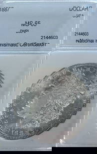 1887 Morgan Silver Dollar MS65 DMPL: This 1887 Morgan Dollar has been certified as MS-65 (DMPL). *********This coin has an extremely low population and ONLY 61 are graded higher.*****George T. Morgan’s design makes the Morgan Dollar a