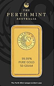 50 Gram Perth Mint Gold Bar - in Assay