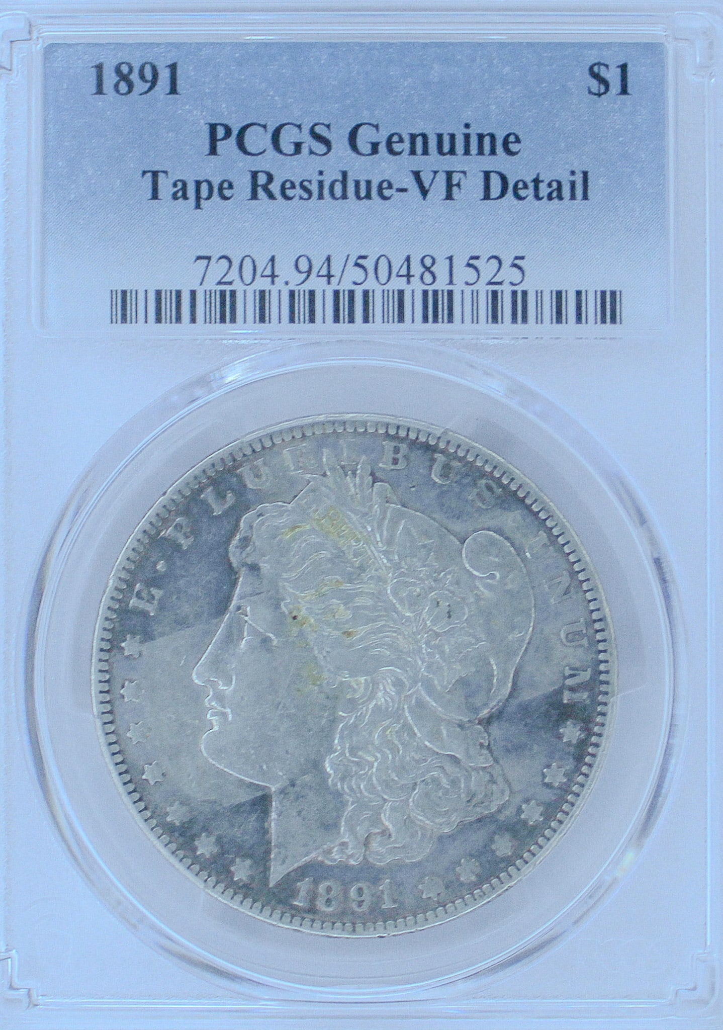 1891 Morgan Silver Dollar Genuine Tape Residue-VF Detail (1 of 2)