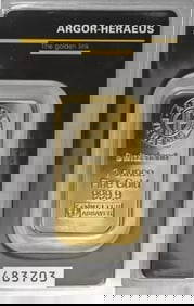 1 oz Gold Argor Heraeus Bar: 1 oz Gold Argor Heraeus Bar - 99.99% Fine GoldProduced by a globally recognized and trusted producer, the 1 oz Gold Argor Heraeus Bar is an excellent option for those looking to add smaller yet