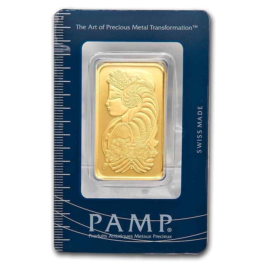 Pamp 1 oz Bar: PAMP, a name synonymous with excellence in the world of precious metals, is based in Switzerland. The acronym stands for "artistic precious metals products," and the brand has quickly gained a reputat