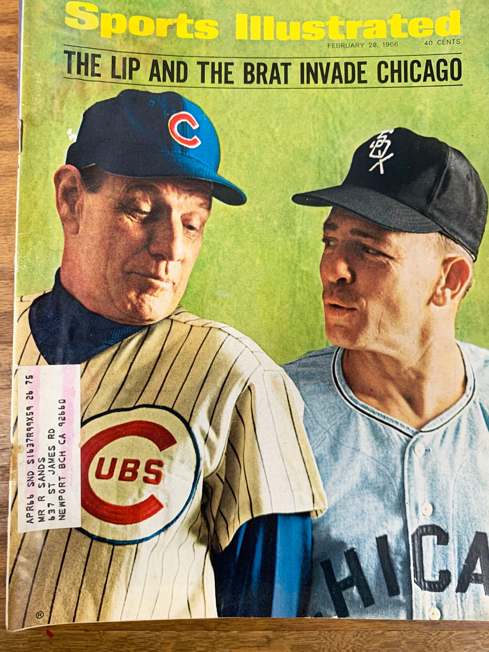 Sports Illustrated Magazine 1966 Leo Durocher & Eddie Stanky Issue: Sports Illustrated Magazine featuring Leo Durocher and Eddie Stanky: The Lip and the Brat Invade Chicago. February 28th, 1966 40c.