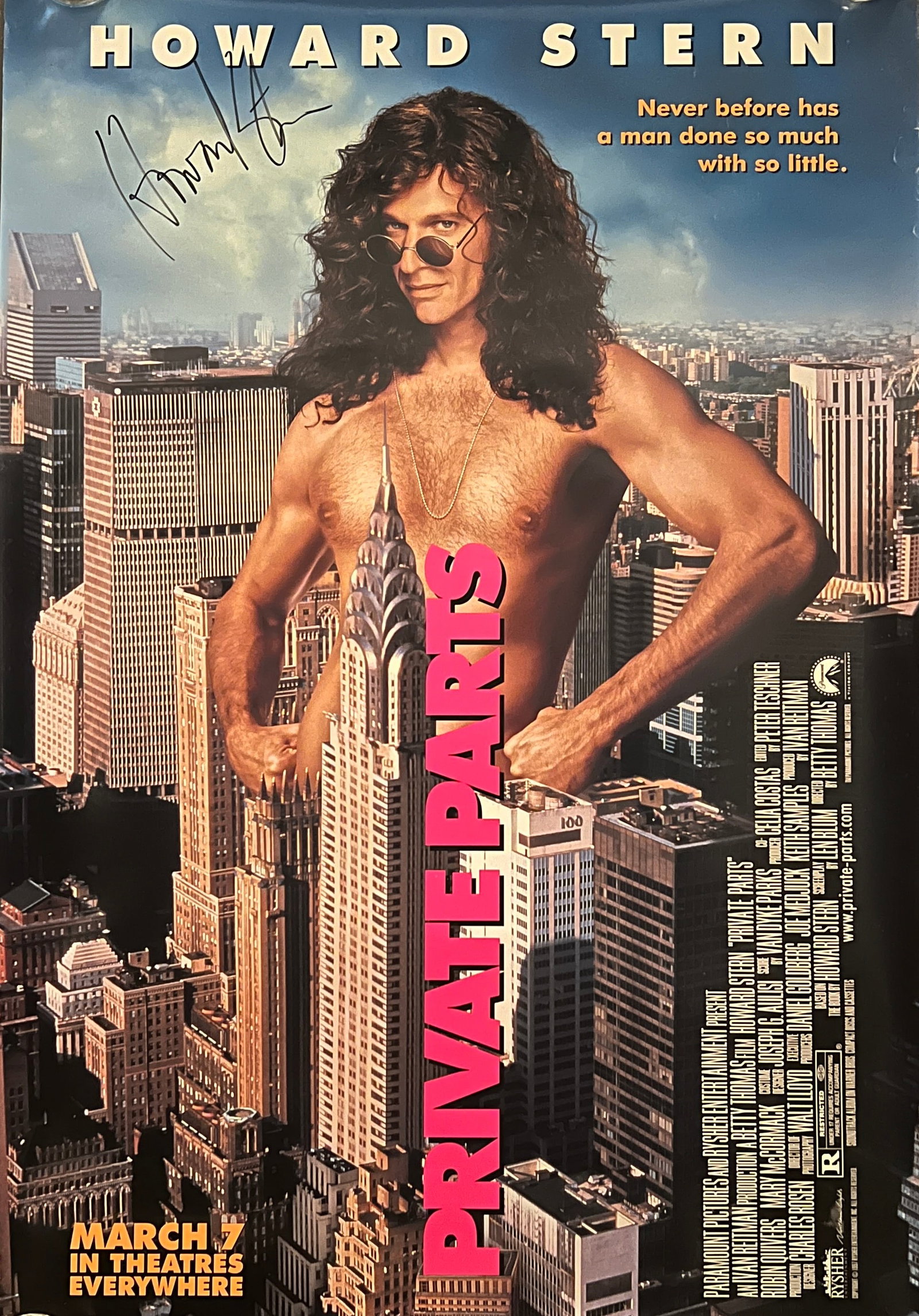 Howard Stern signed original 1997 Private Parts movie poster. (1 of 1)