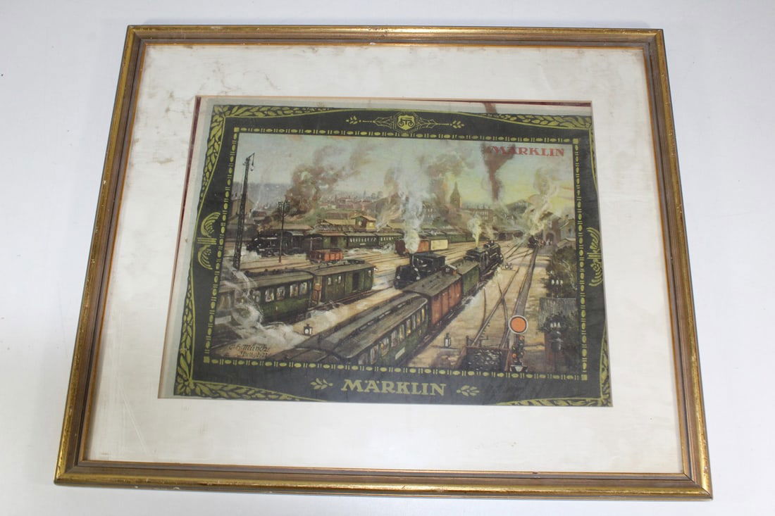 Old picture "Marklin": Old picture "Marklin" framed cardboard, 49cm * 41cm, used, Z 3
