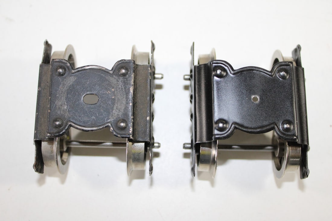 Marklin 0 scale bogies: Marklin 0 scale bogies with reproduction cast wheels used, Z 2-3