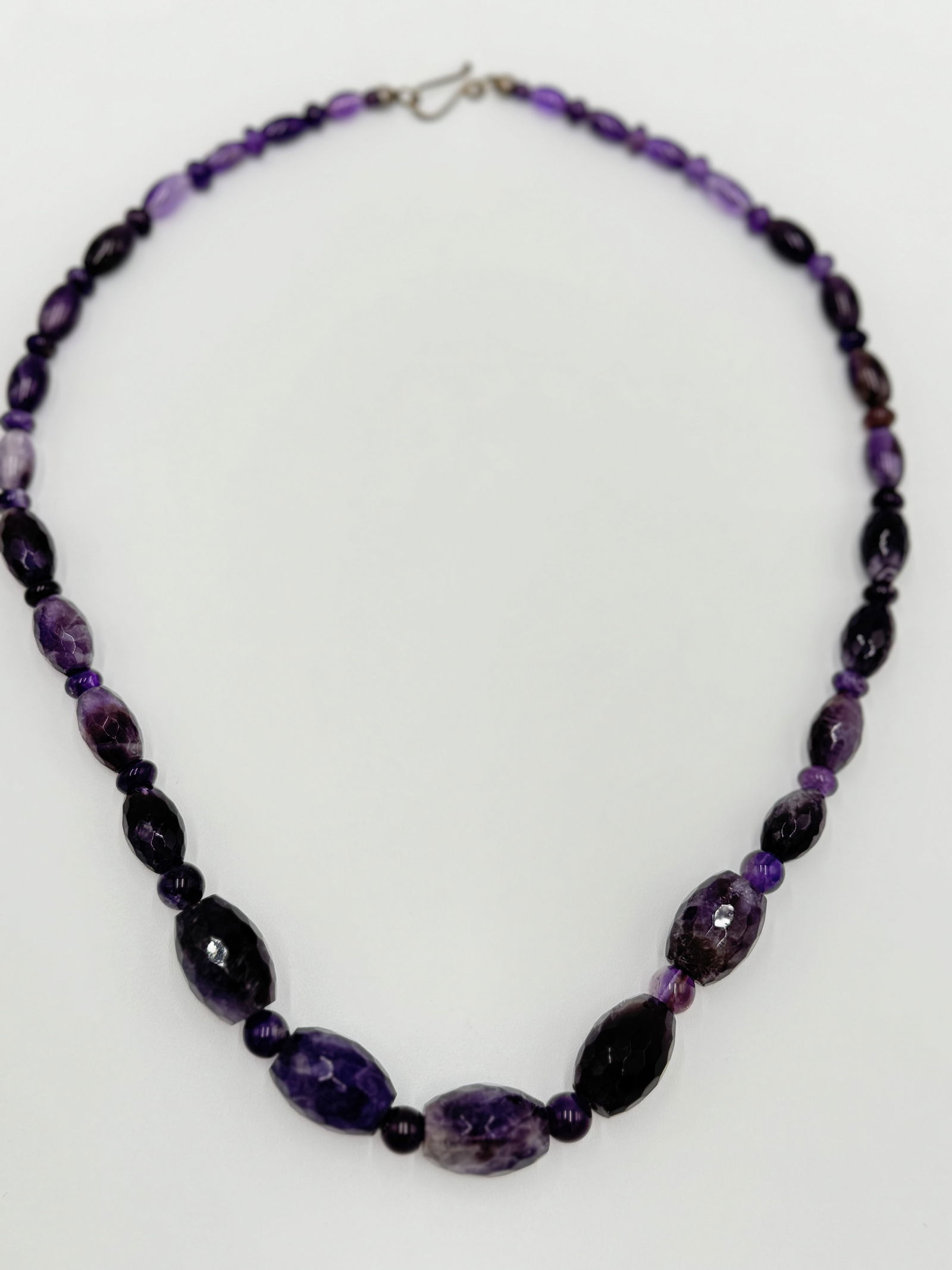Vintage sterling silver amethyst faceted stones necklace 24" long (1 of 8)