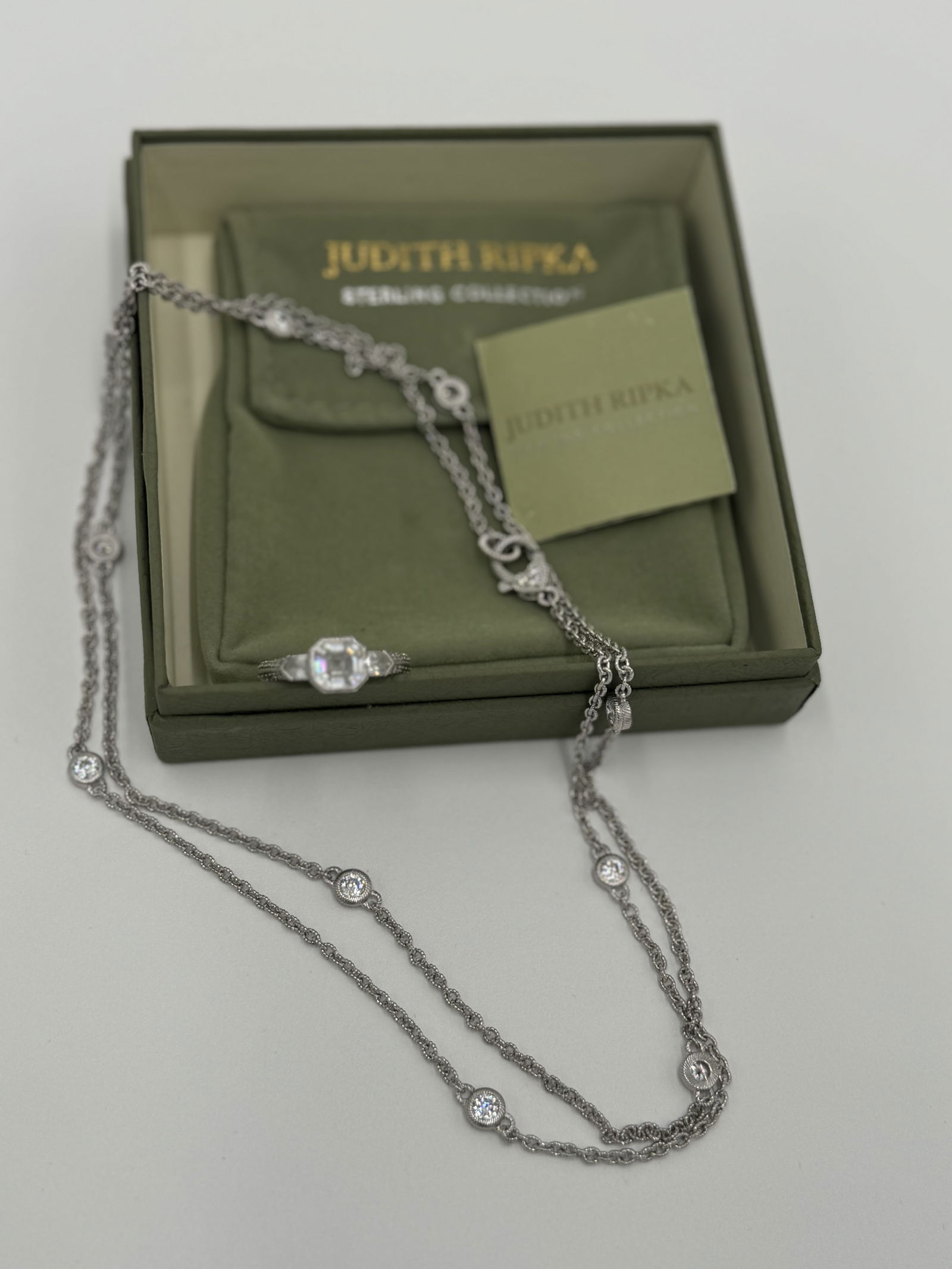 Vintage sterling silver designer Judith Ripka necklace and ring (1 of 8)