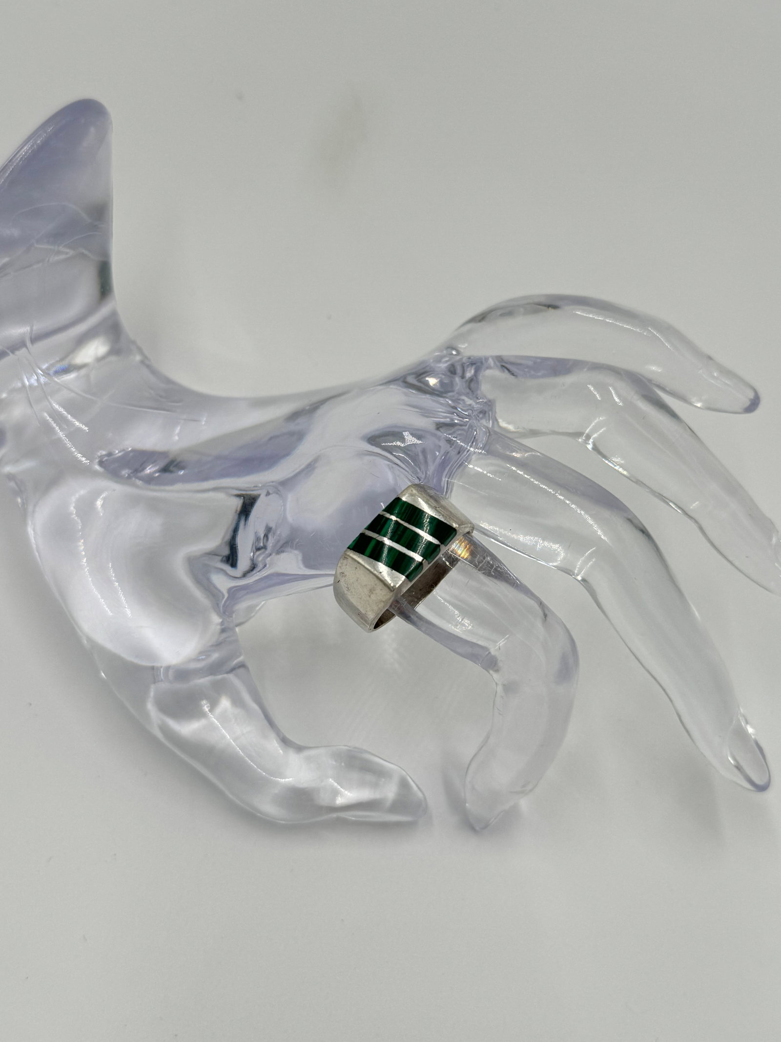 vintage sterling silver malachite men's ring size 12 (1 of 4)