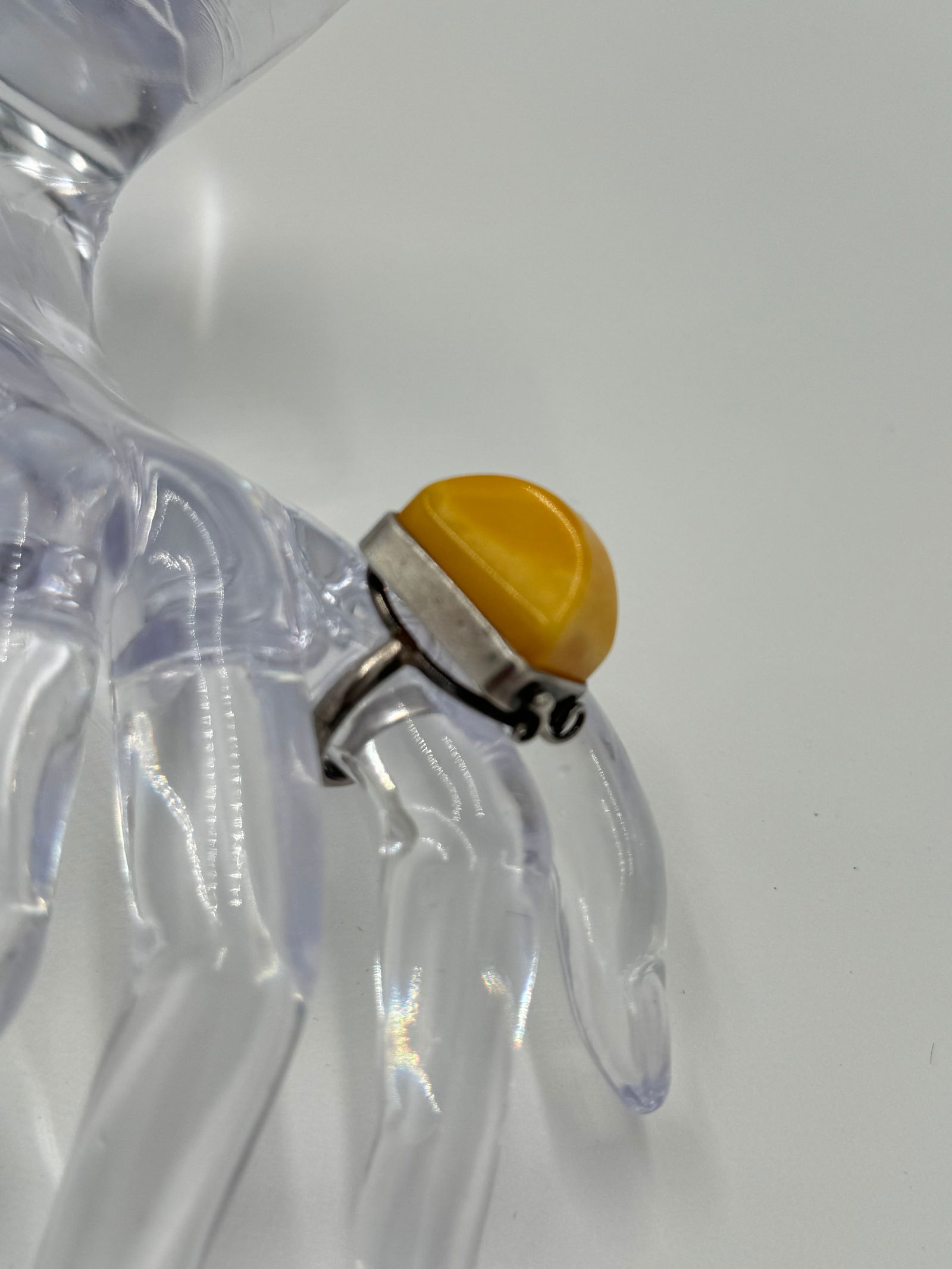 stunning vintage sterling silver butterscotch amber ring size 5 (1 of 3)