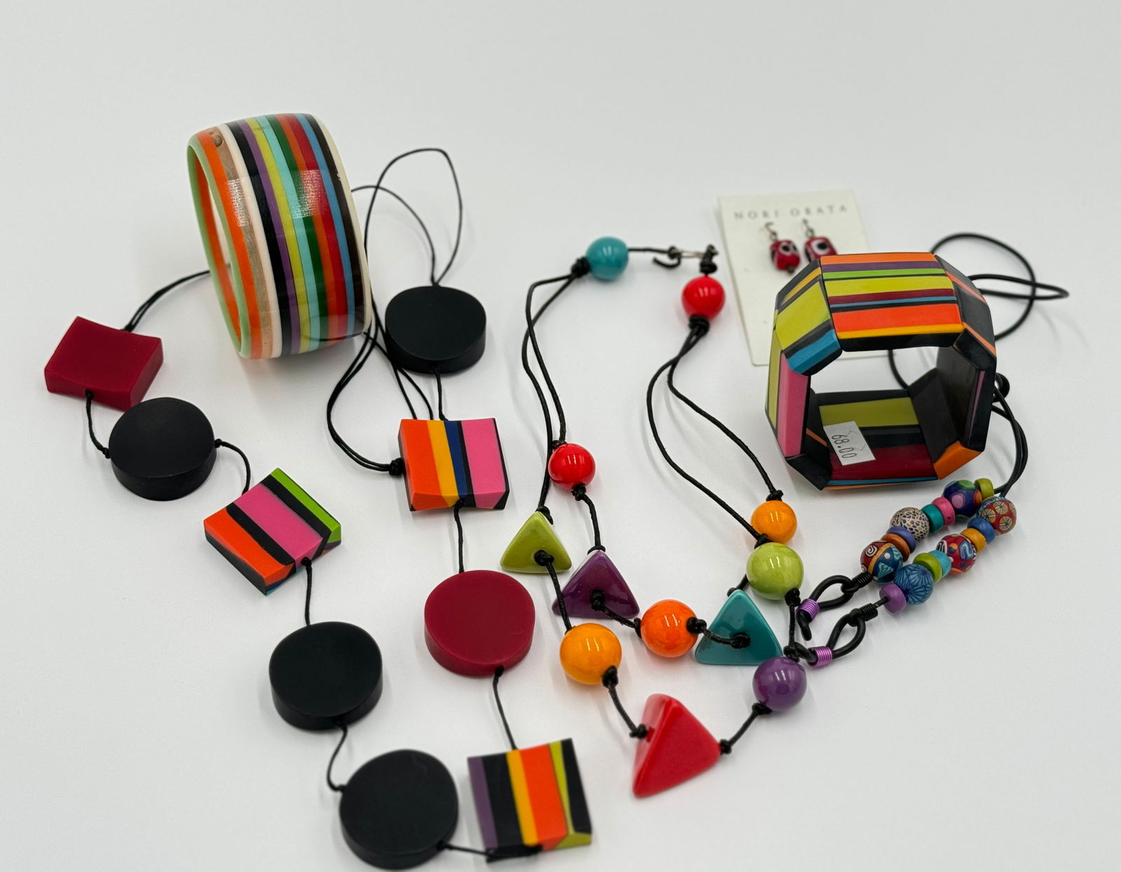 Collection of Sylca Multi Color Resin Artisan Statement jewelry , Retro multicoloured resin bangle (1 of 8)