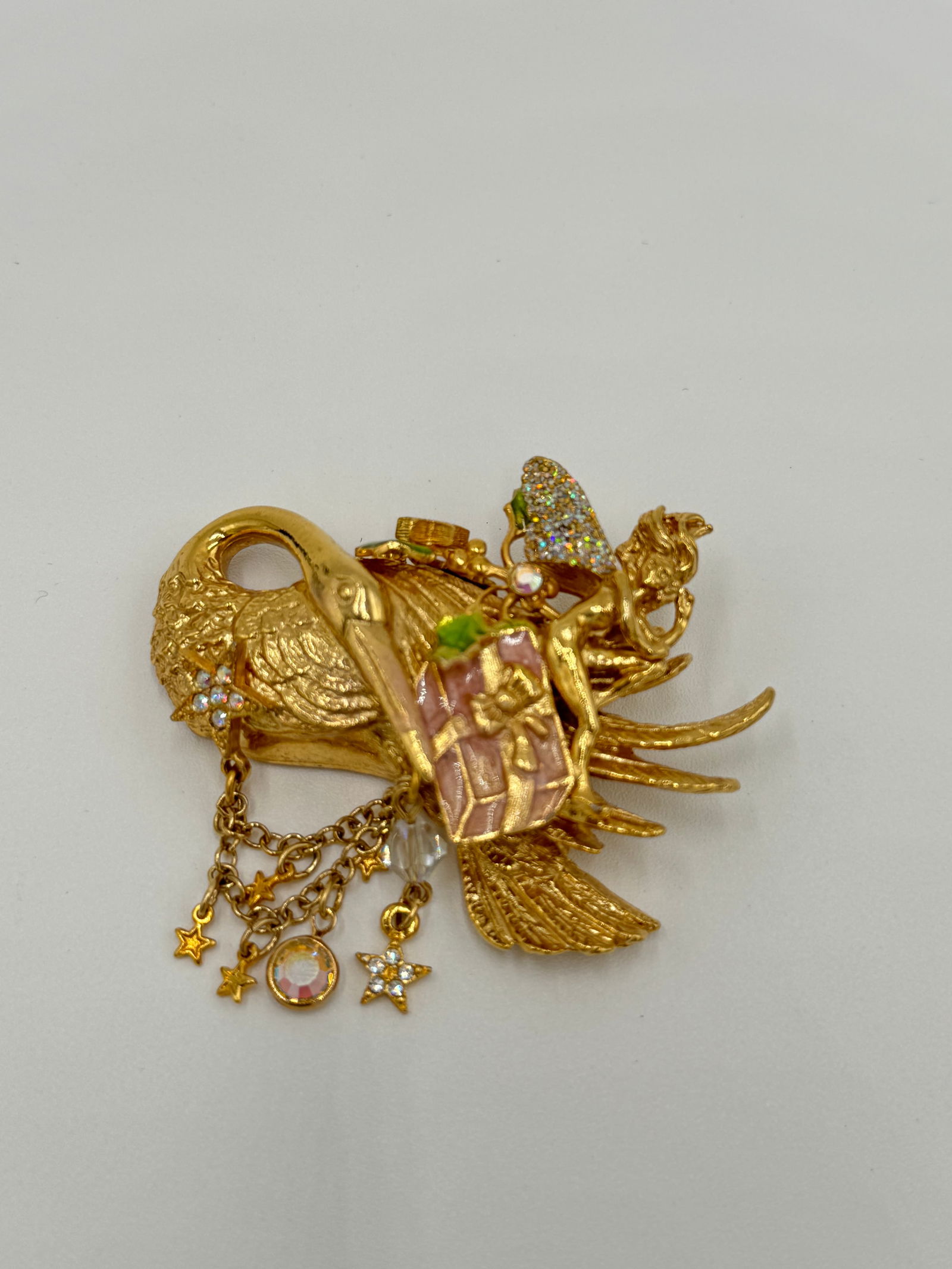 Exquisite KIRKS FOLLY Vintage Gold Mythology Fairy SWAN Aurora Borealis Crystals Gift Dangly Charms (1 of 6)