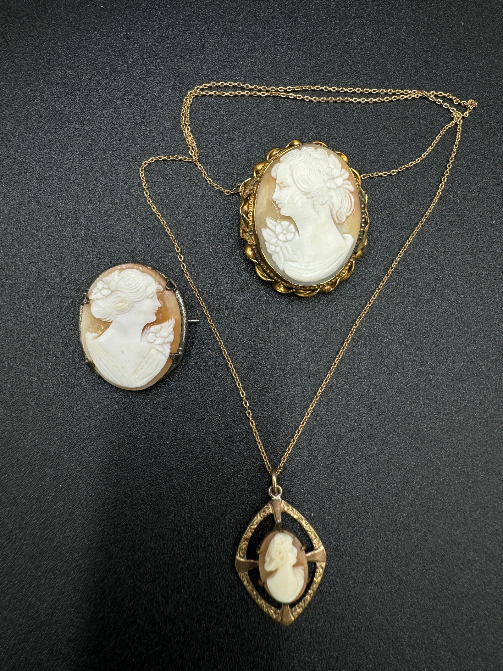 Antique and vintage carved shell cameo lot (1 of 7)