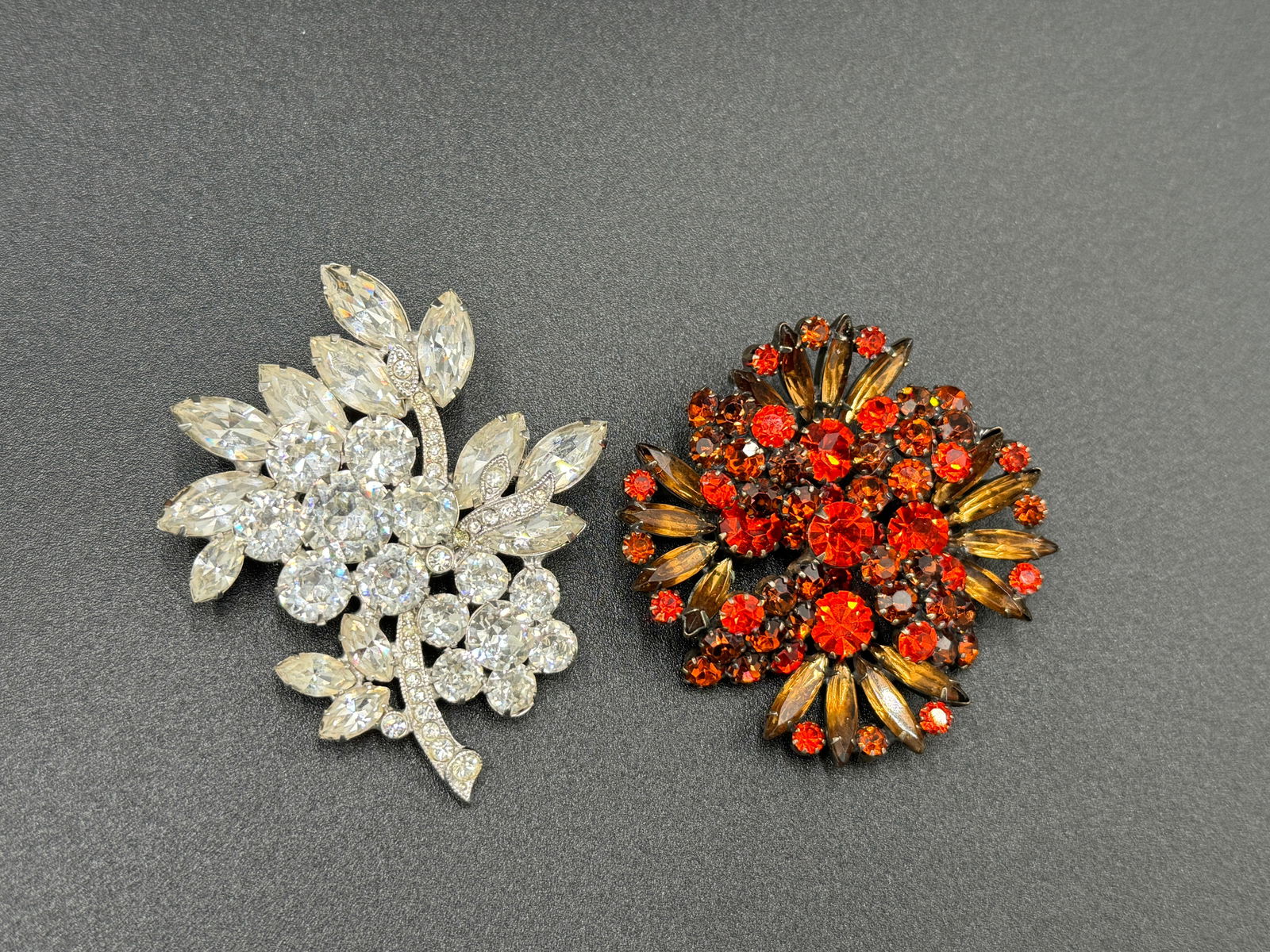 Gorgeous signed Eisenberg ice brooch and colorful rhinestone brooch (1 of 7)
