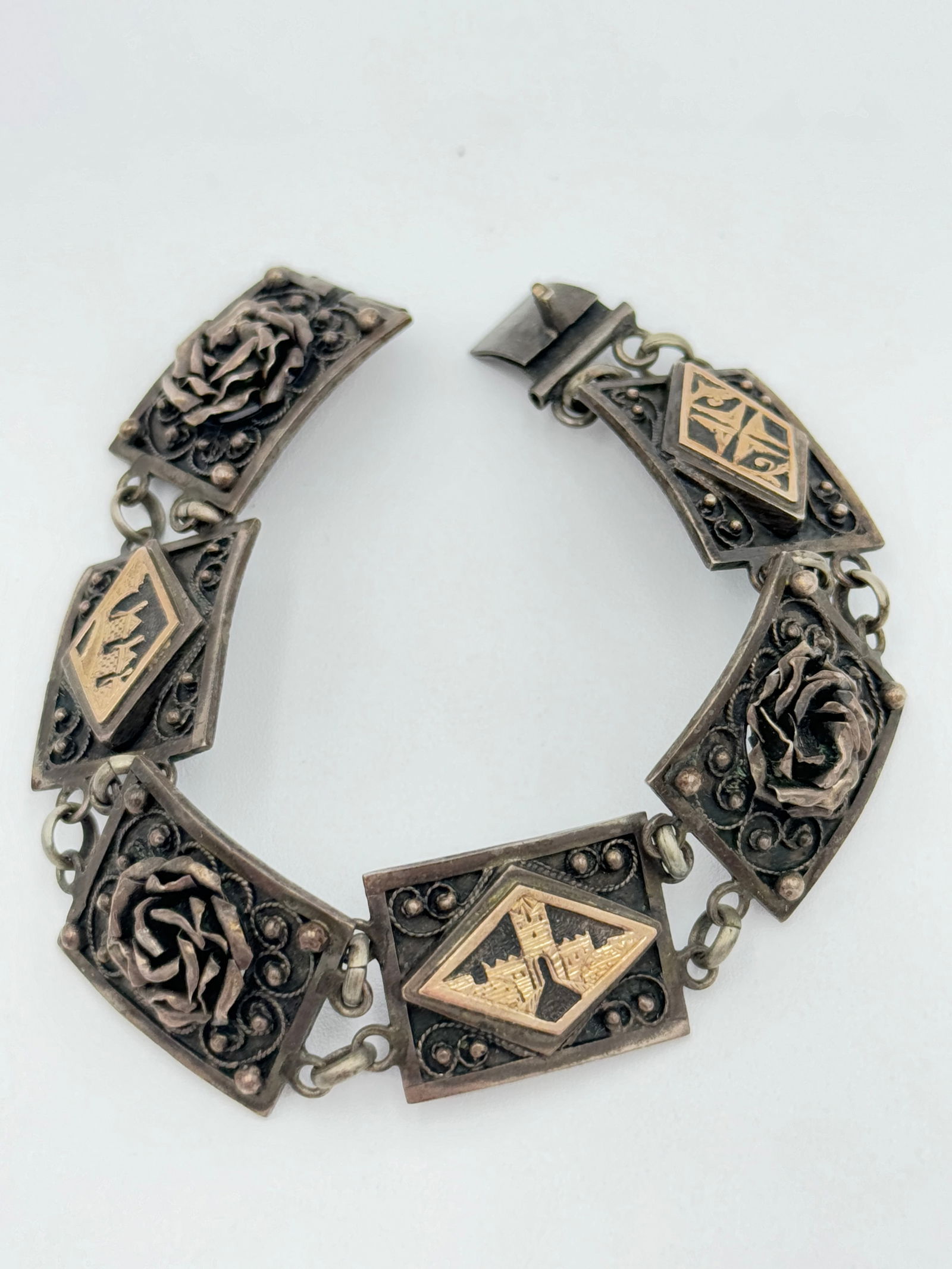 Vintage sterling silver amazing panel link bracelet 7” long (1 of 7)