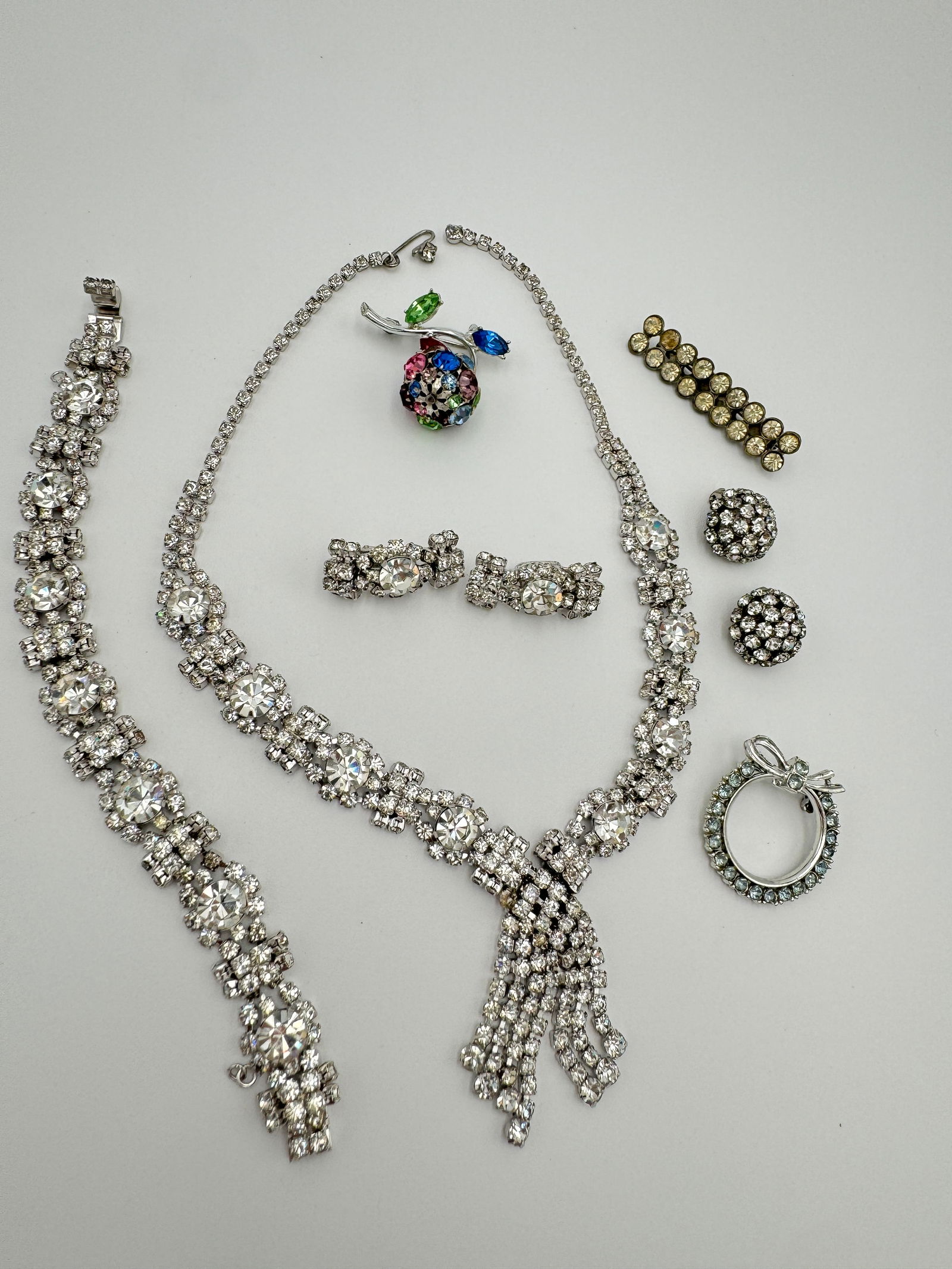 Collection of mid century 1950’s rhinestone jewelry some signed made in Austria doodles (1 of 7)