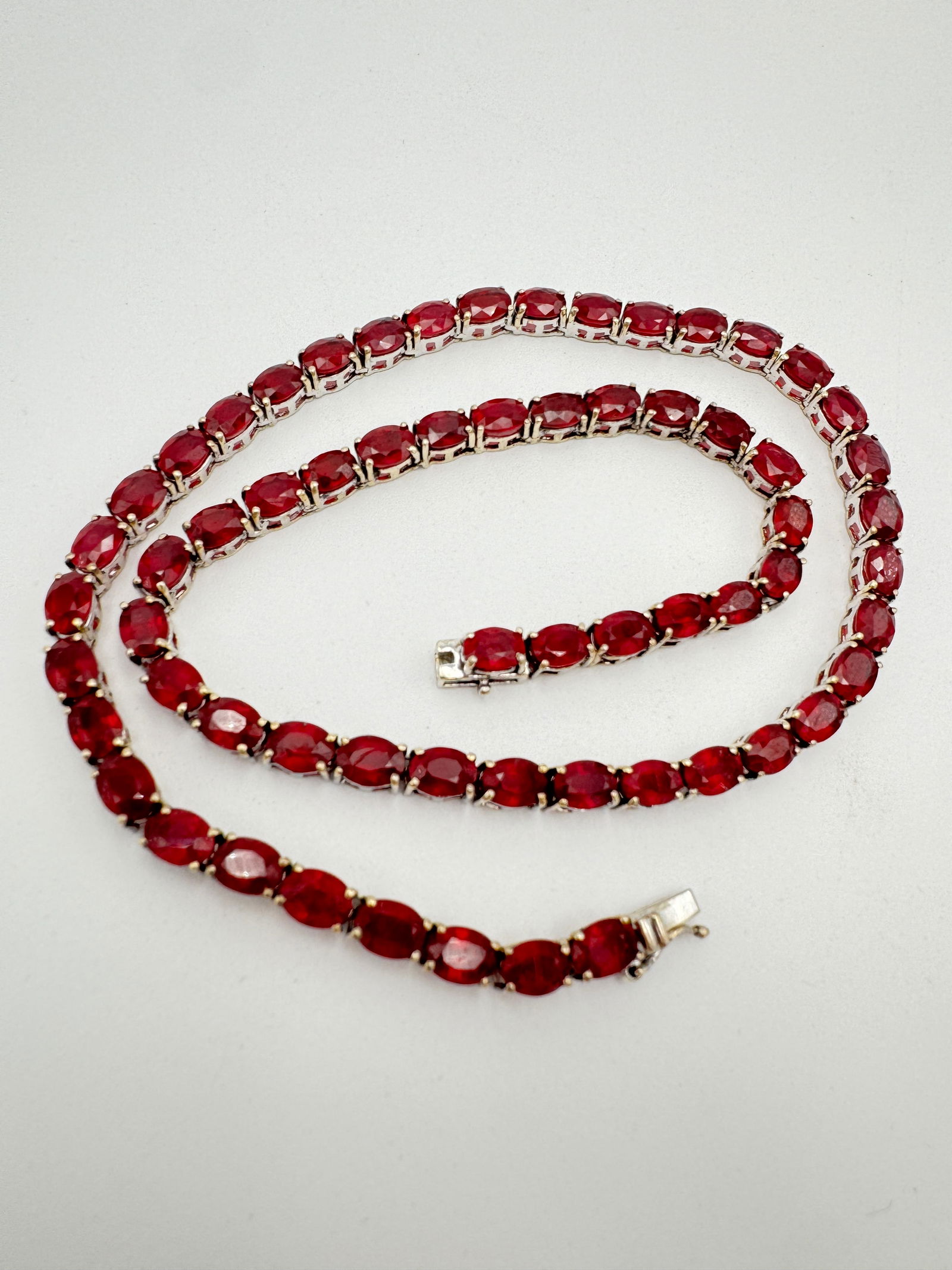 Vintage sterling silver lab created ruby necklace 18” long (1 of 6)