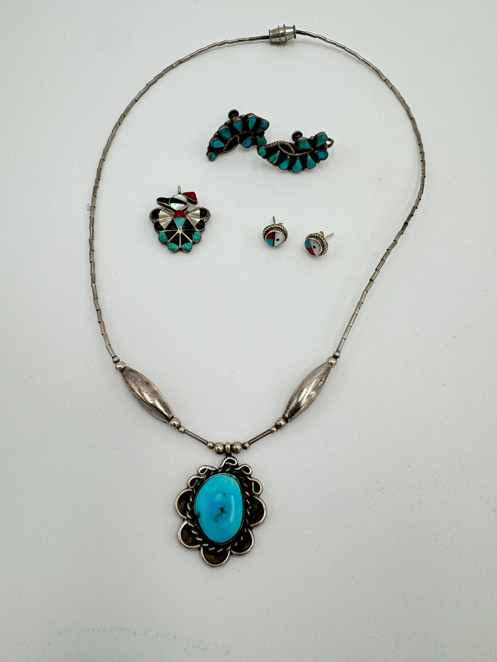 Vintage sterling silver native turquoise jewelry lot (1 of 5)