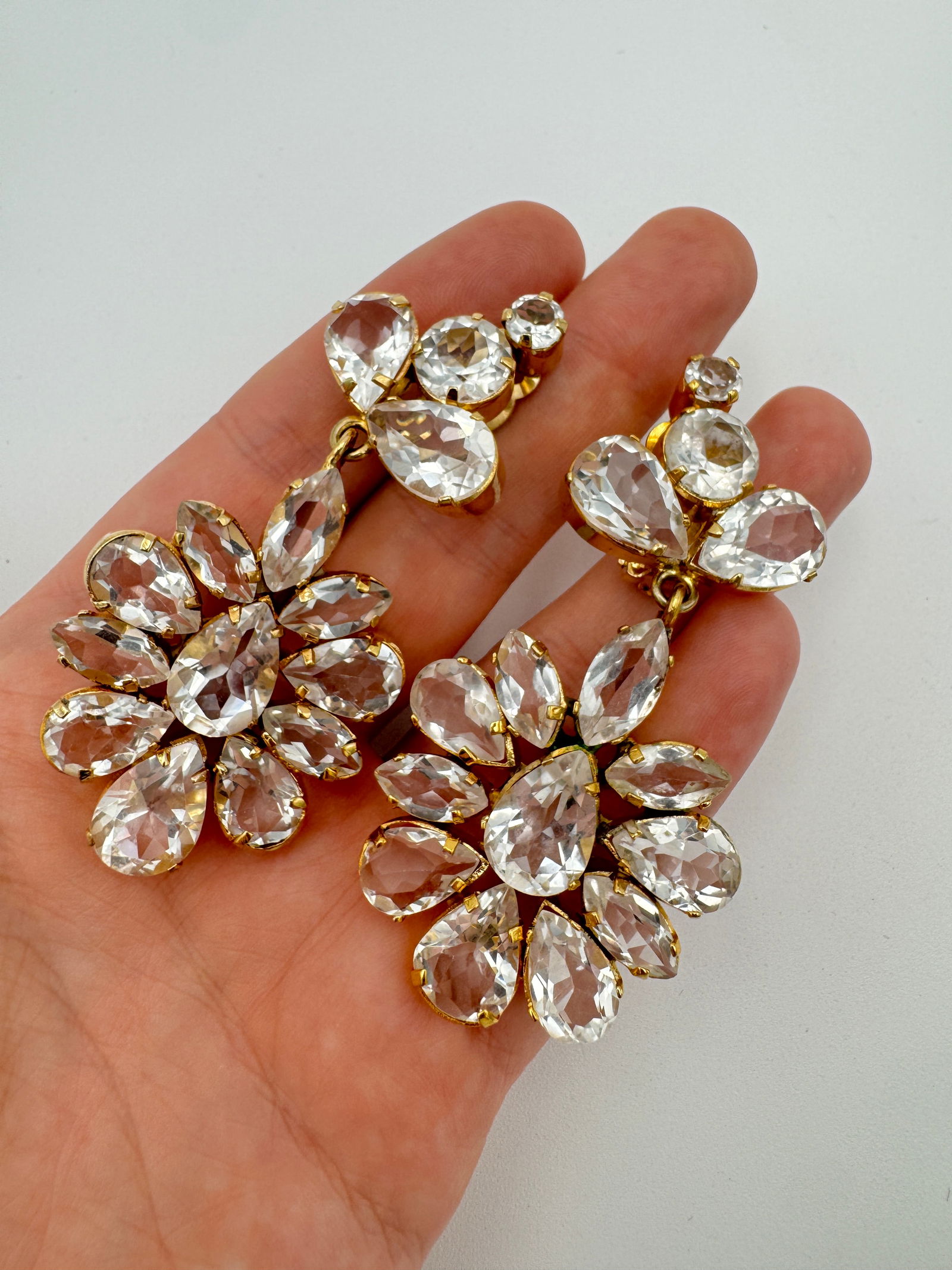 Super large sterling silver statement clip on earrings 3” long (1 of 5)