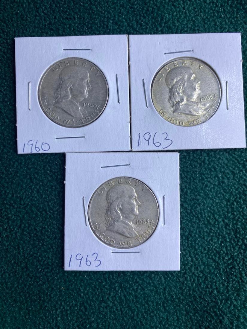 Silver U.S.  FRANKLIN HALF DOLLAR Coins (1 of 2)