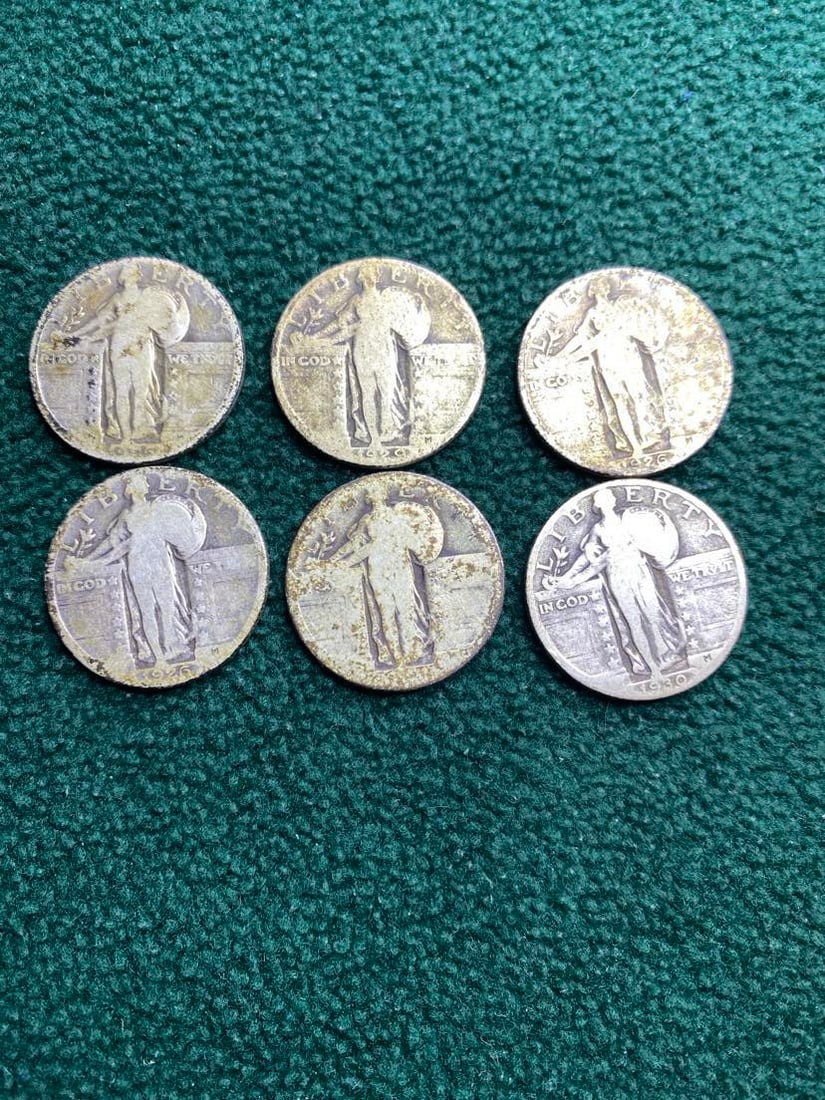 Silver U.S. Coins 6 Standing Liberty Quarters (1 of 2)