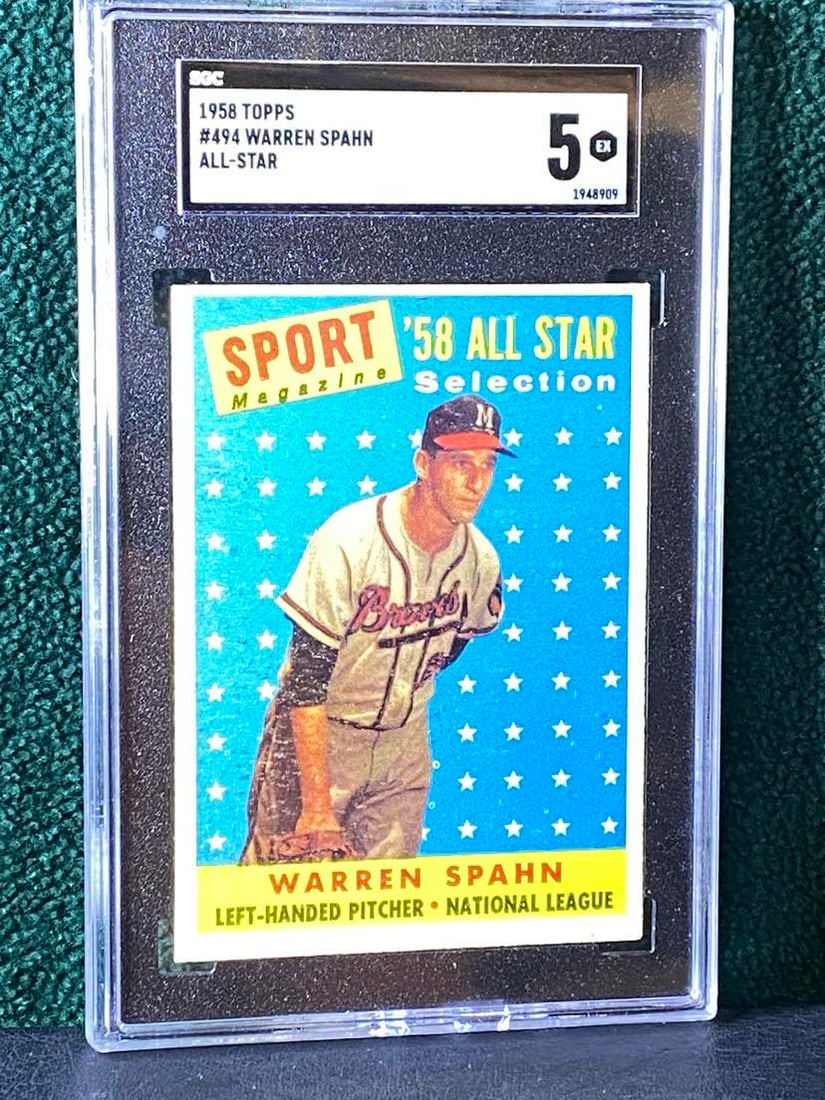1958 TOPPS ALLSTAR #494 WARREN SPAHN BRAVES CARD (1 of 2)