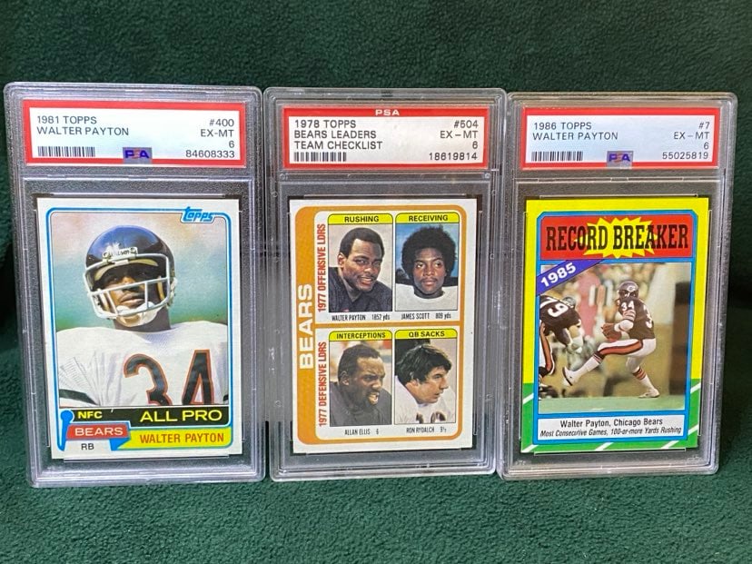 3 GRADED FOOTBALL CARDS WALTER PAYTON (1 of 2)