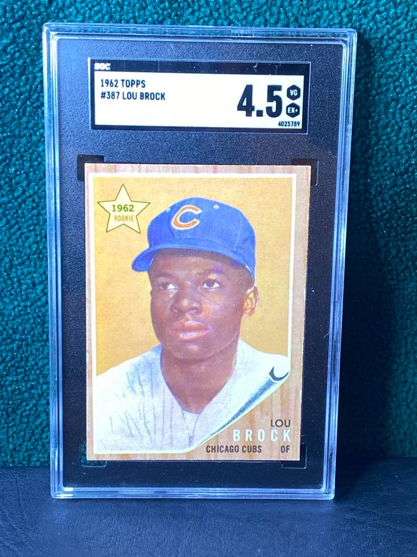 1962 Topps # 387 Lou Brock Rookie Card in  SGC VG/EX+ 4.5 Condition (1 of 2)