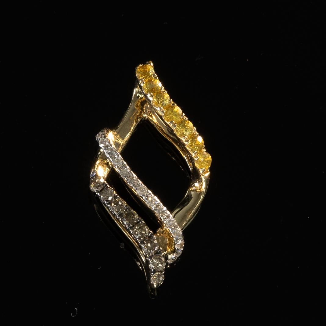 Brown "Chocolate" & White Diamond, and Yellow Sapphire Swirl Pendant in 14K Gold (1 of 4)