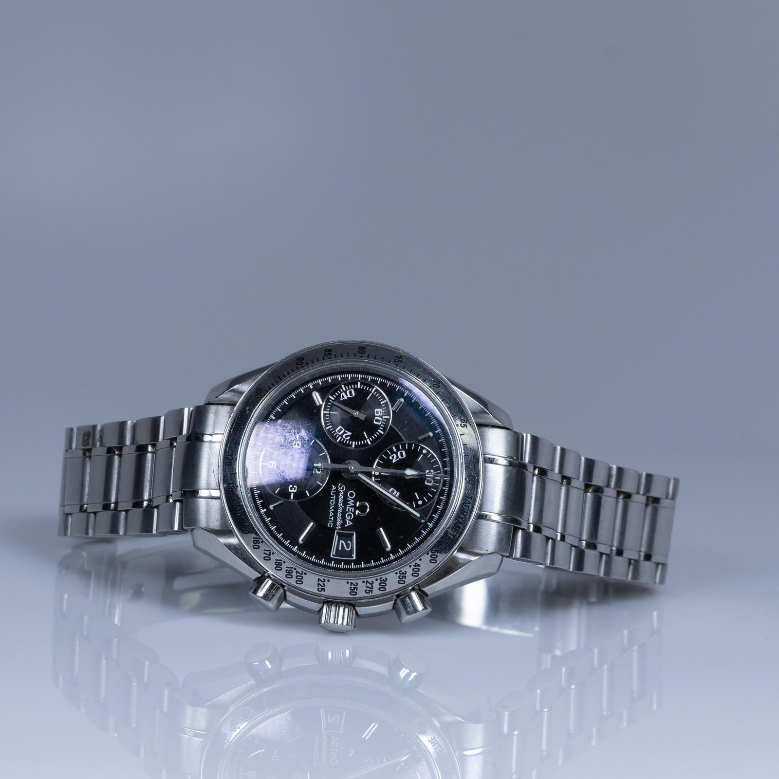 1998 Omega Speedmaster Chronograph Date Black 39mm Steel Automatic Wristwatch (1 of 8)