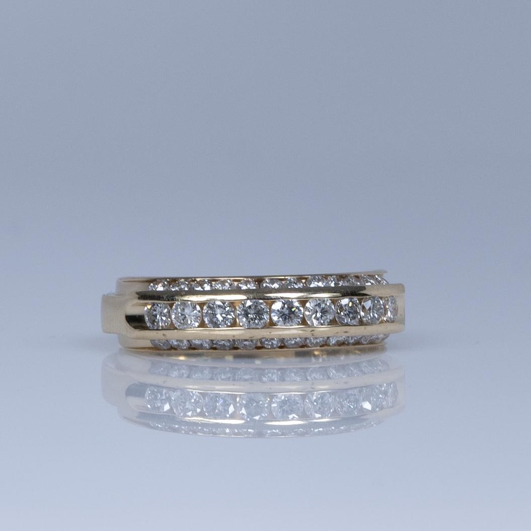 Unisex 14K Yellow Gold Band with Channel set Diamonds (1 of 8)