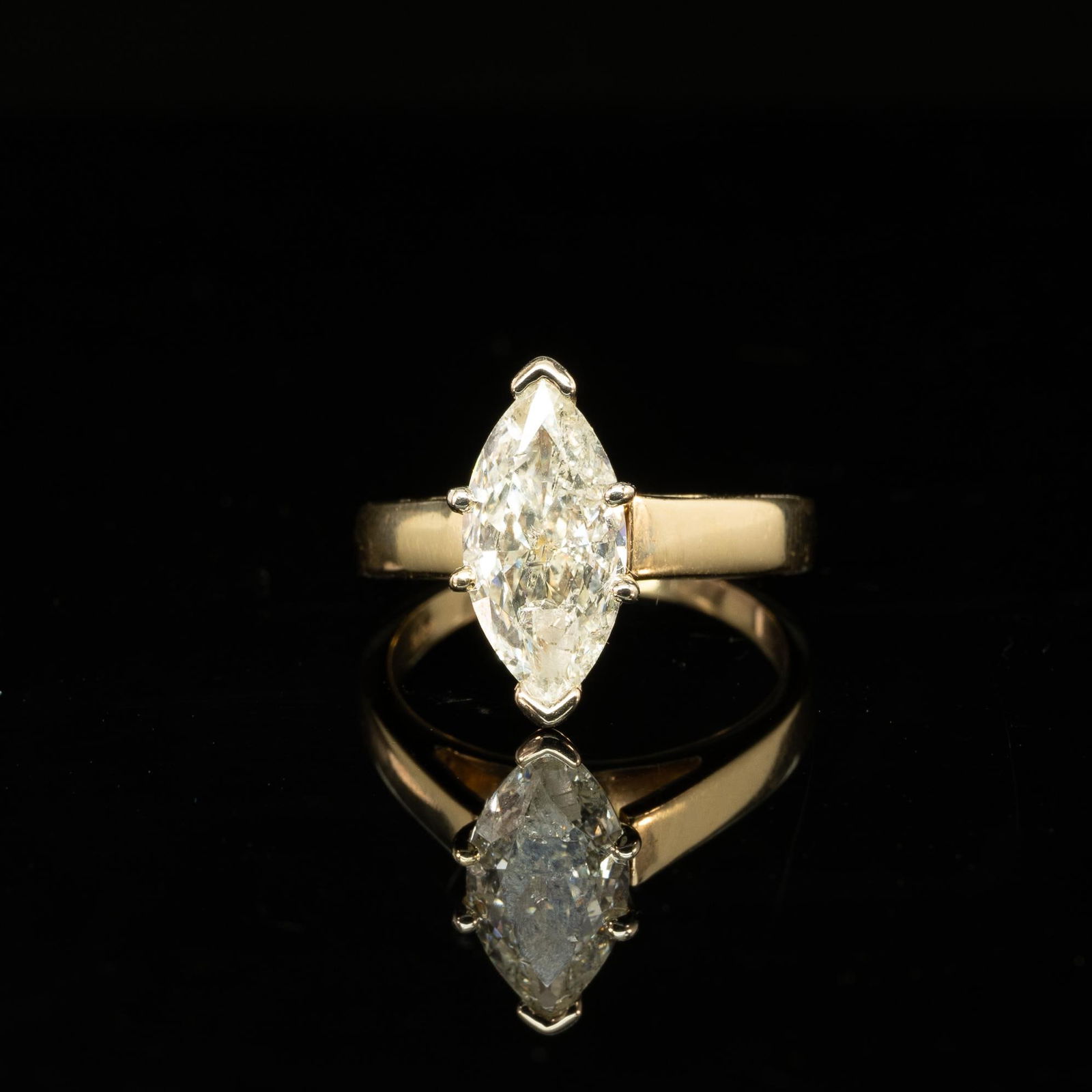 2.04 CT Marquise Cut Natural Diamond 14k Yellow Gold Solitaire Ring (1 of 6)