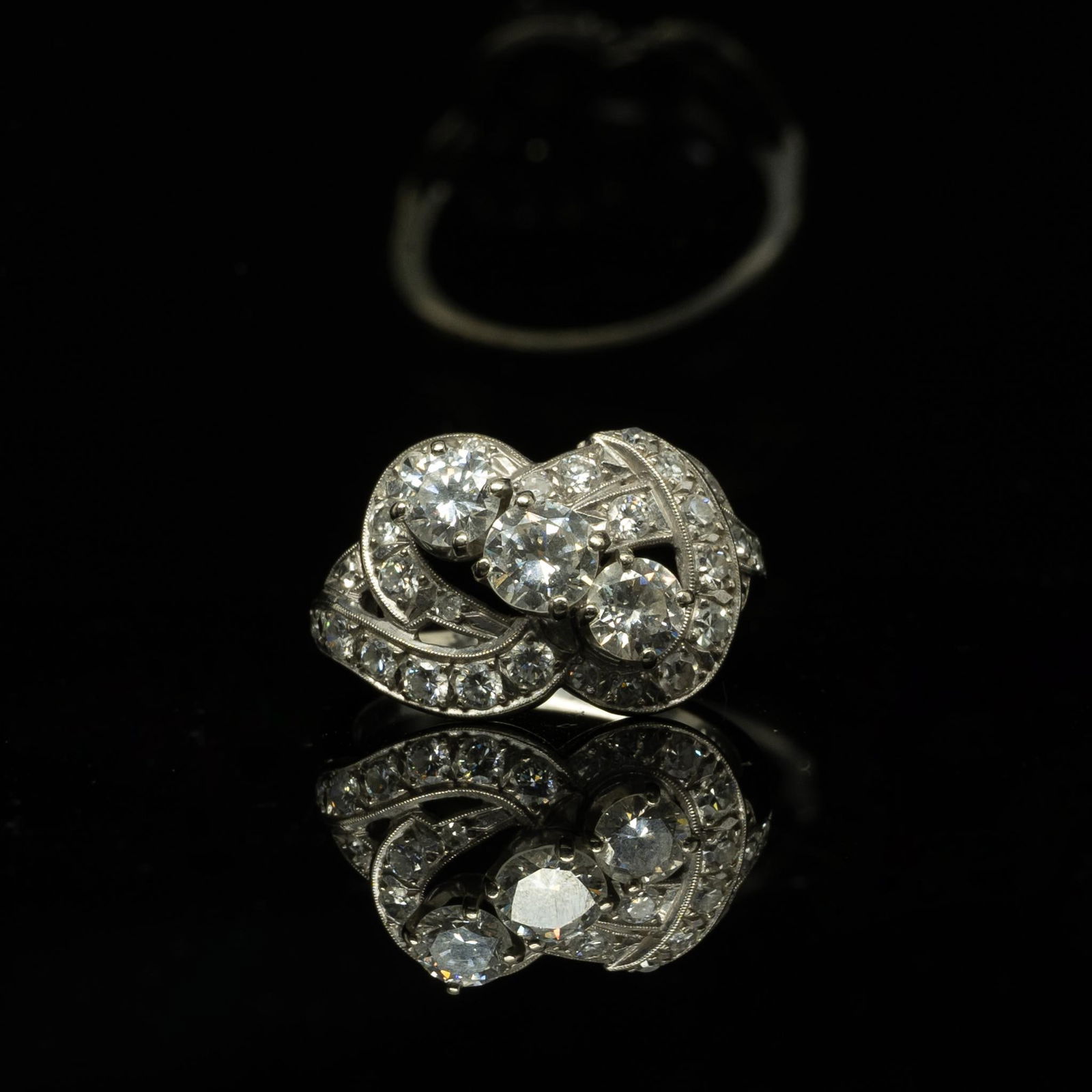 Retro 1.78ctw Old European Cut Diamond 14K White Gold Cocktail Ring (1 of 6)