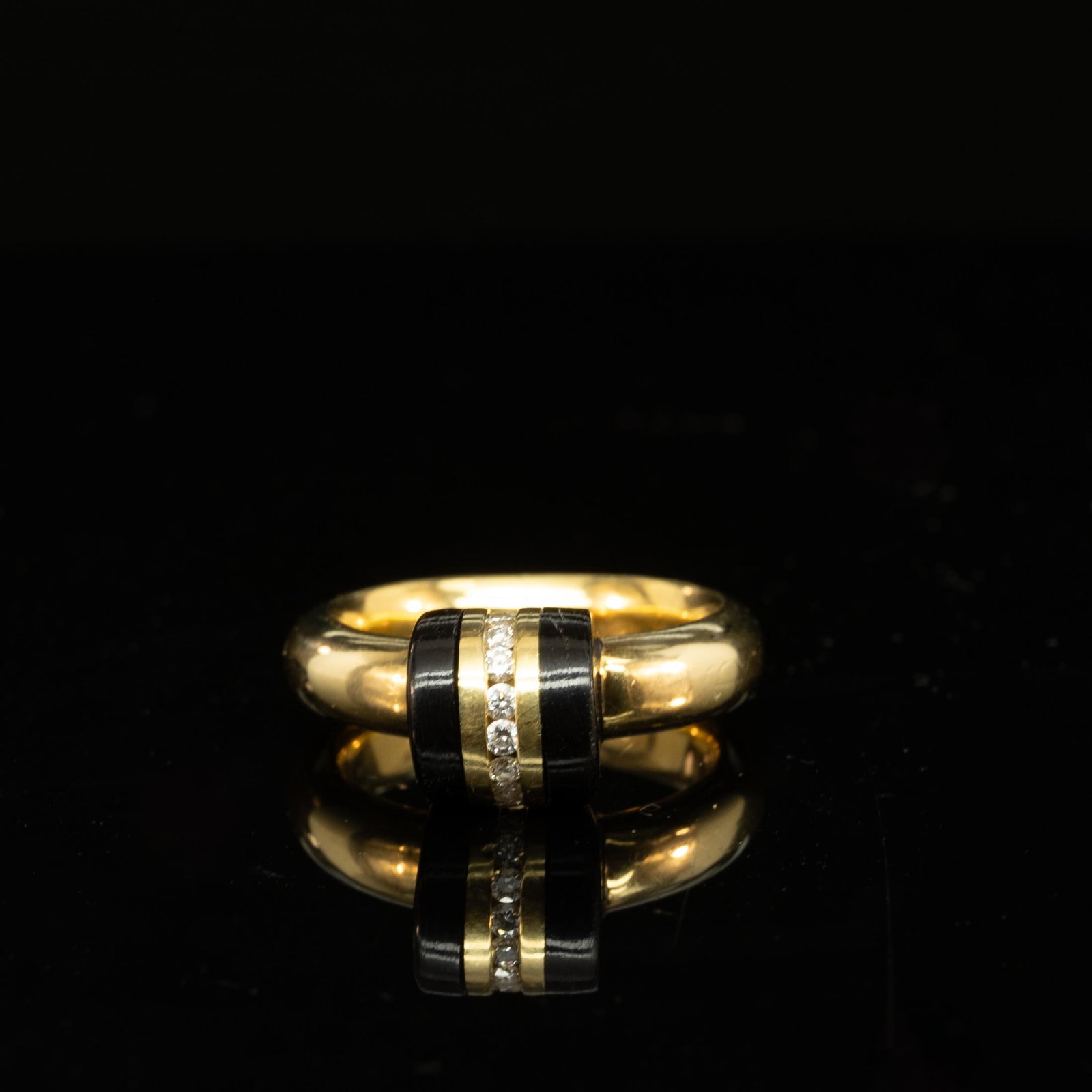 Bold Black Onyx and Diamond Statement Ring 18k Yellow Gold Ring (1 of 6)