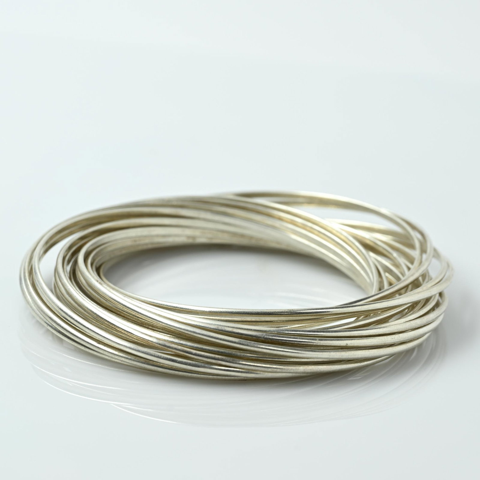 Multi Piece Interlocked Sterling Silver Bangle Bracelet (1 of 6)