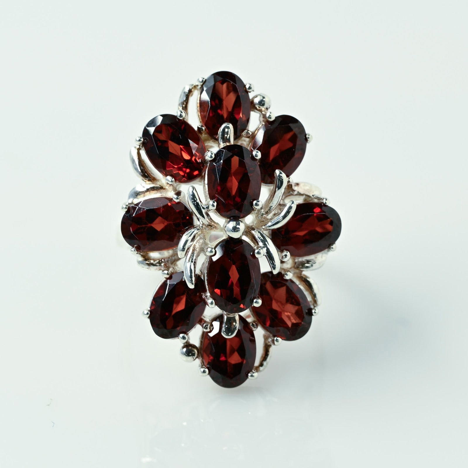 Garnet Cluster Sterling Silver Ring (1 of 7)