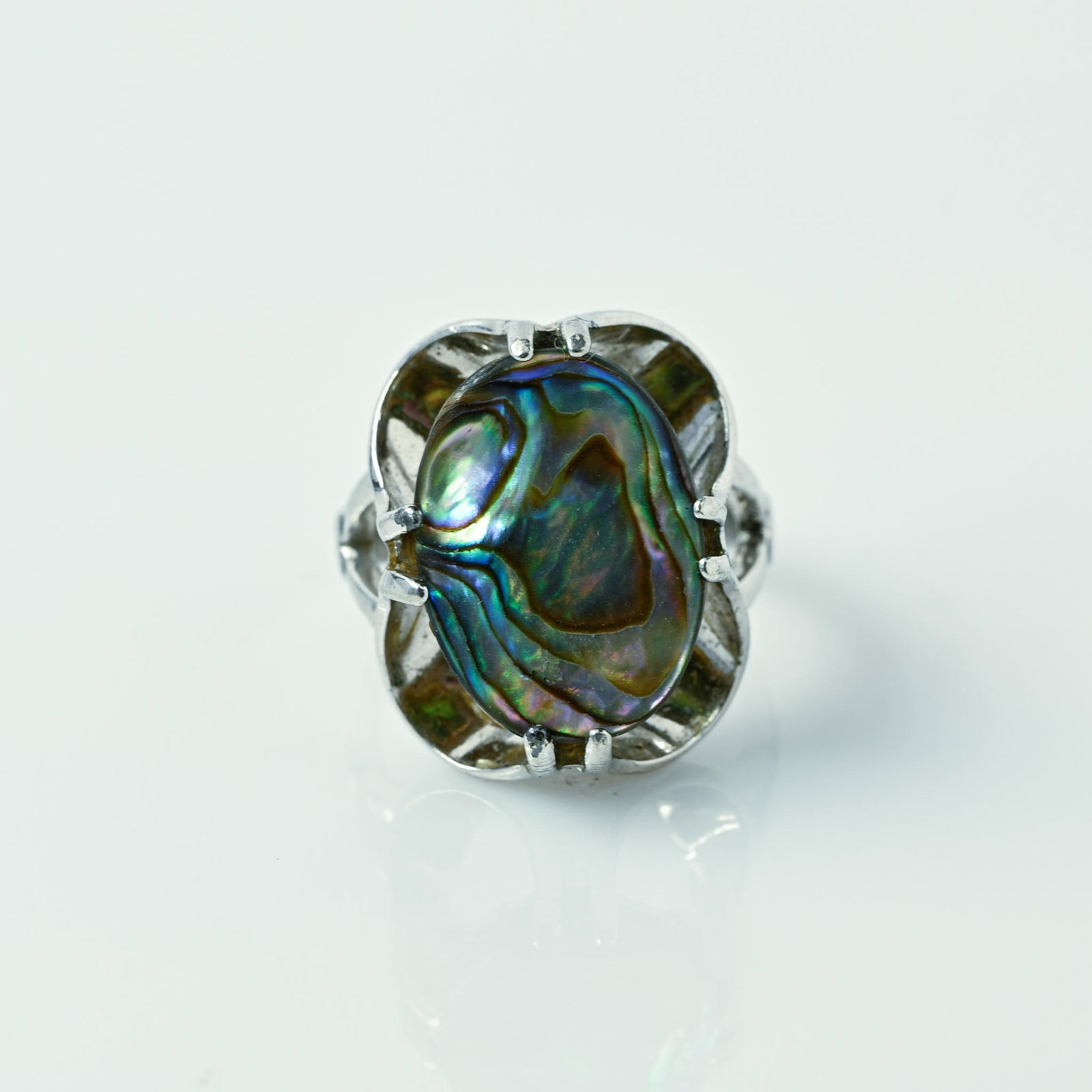 Abalone Shell Oval Sterling Silver Ring (1 of 6)