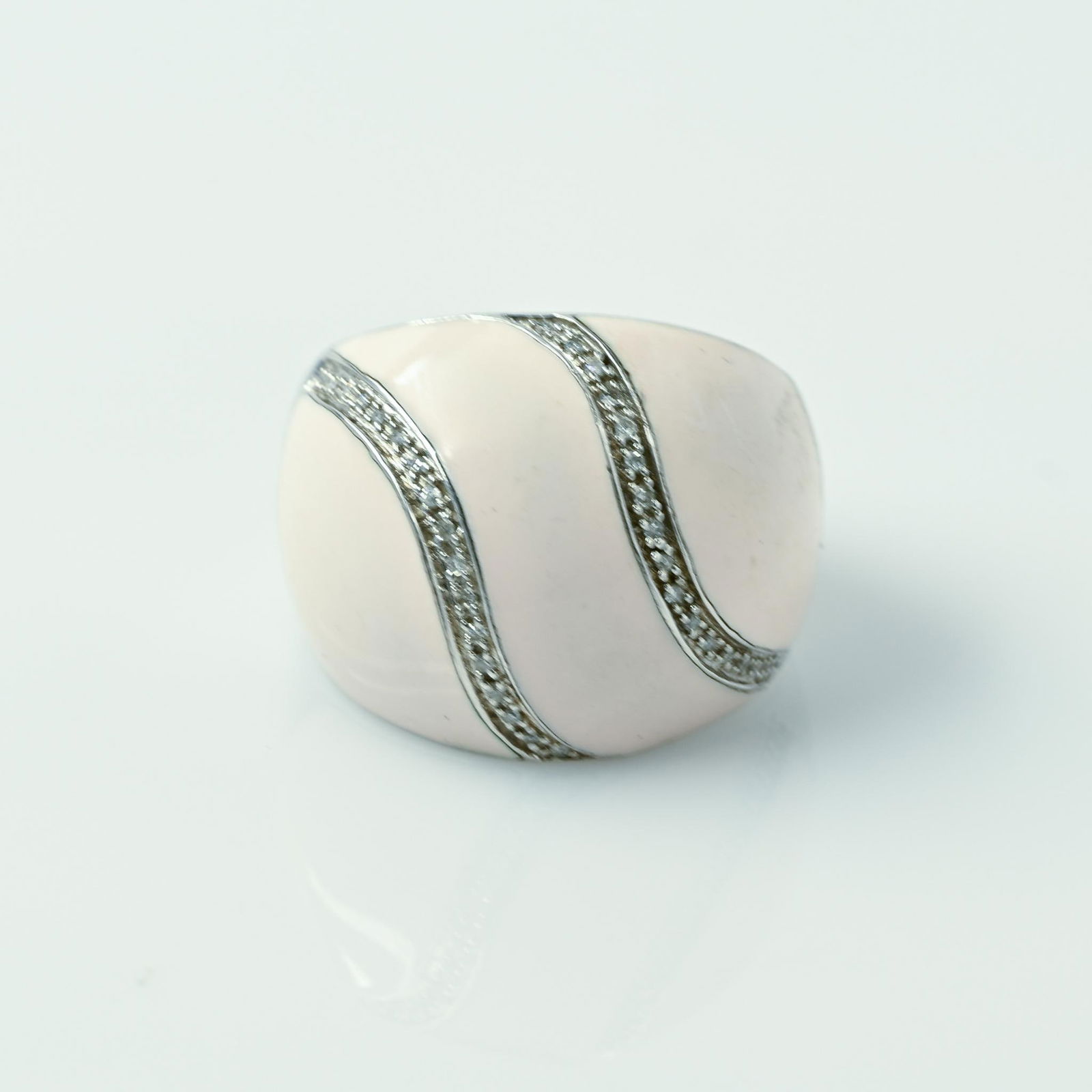 Diamond Enamel Sterling Silver Domed Ring (1 of 6)