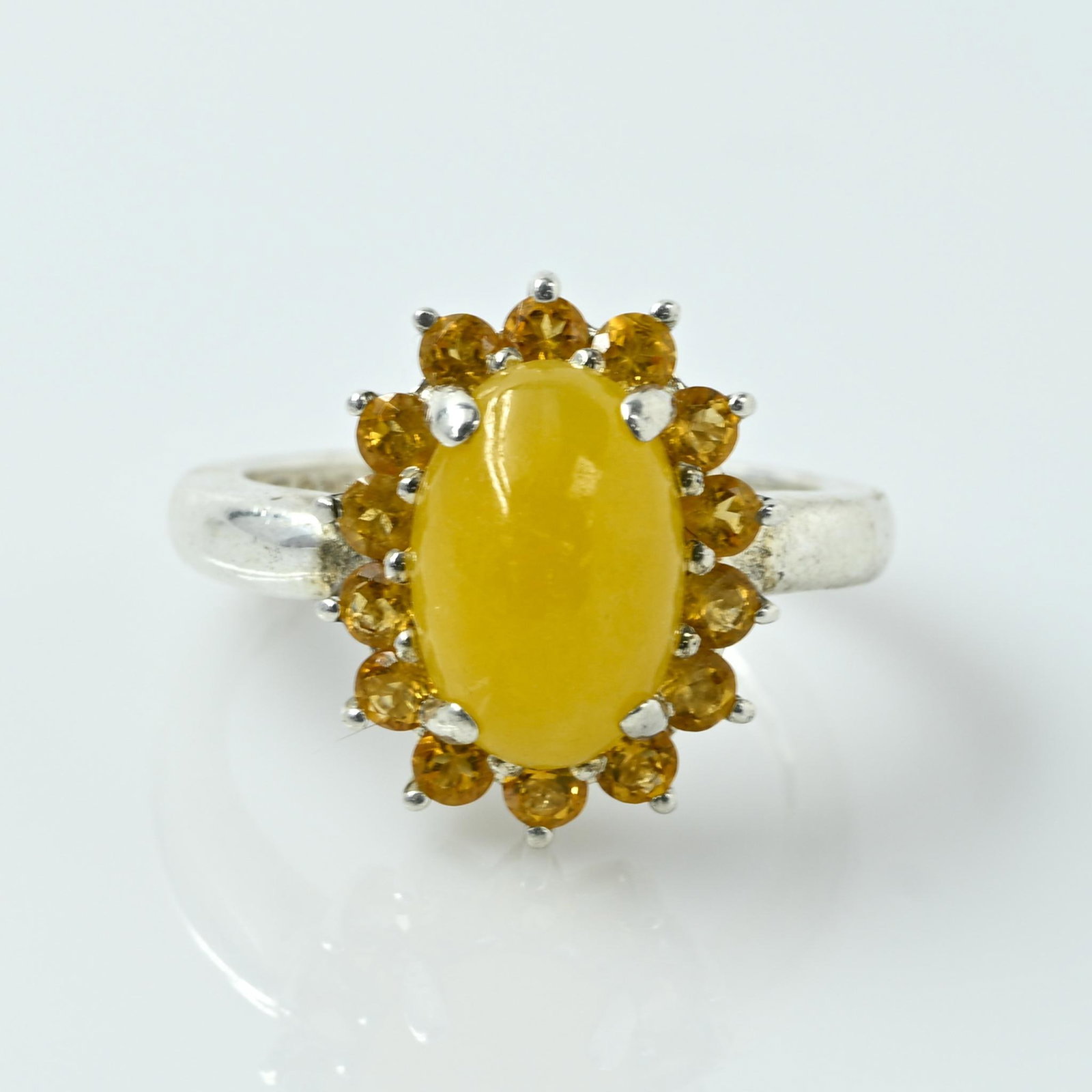 Yellow Jadeite & Citrine Sterling Silver Ring: Size: 7.25 Metal Type: Silv