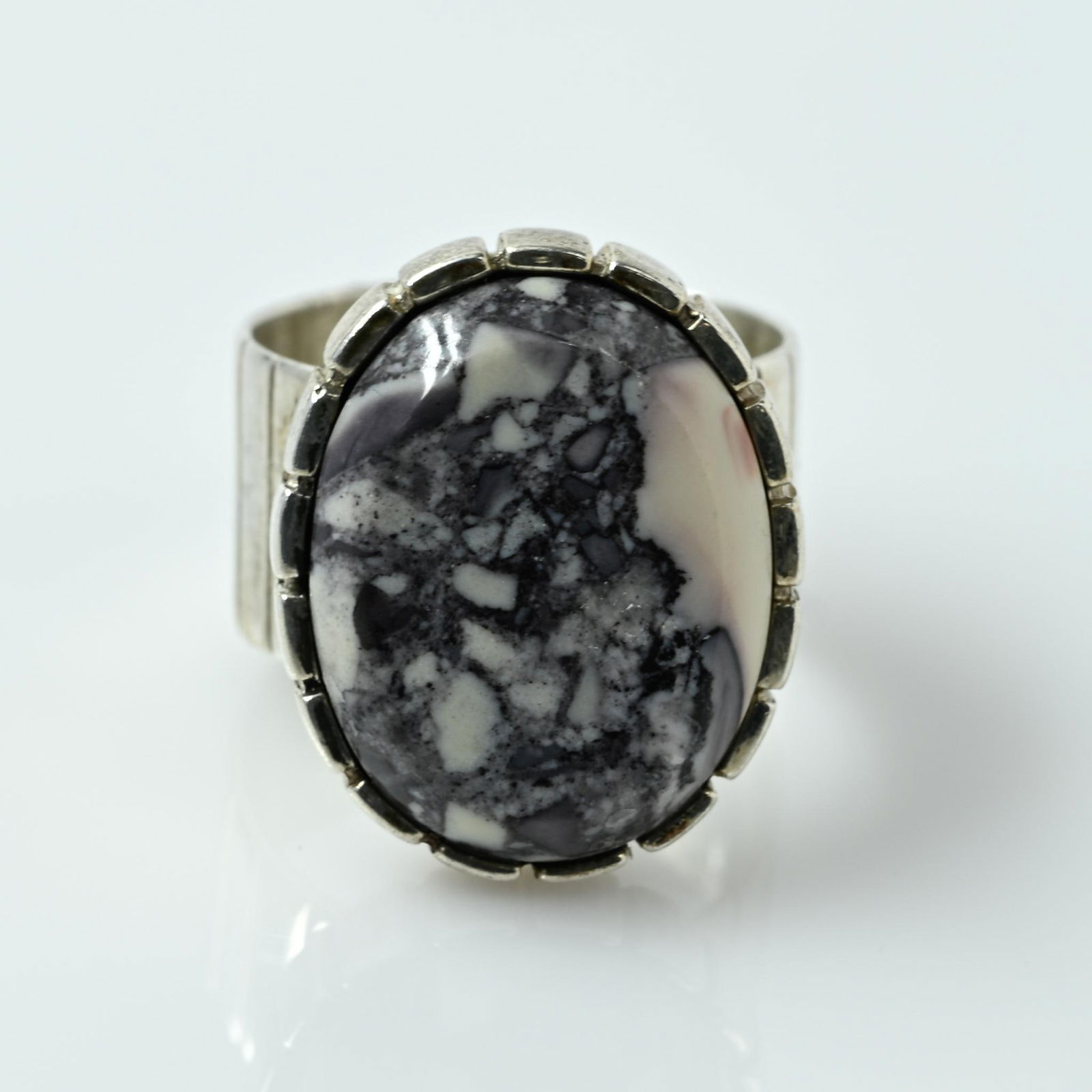 White Buffalo Sterling Silver Wide Band Ring - South Western Inspired (1 of 6)