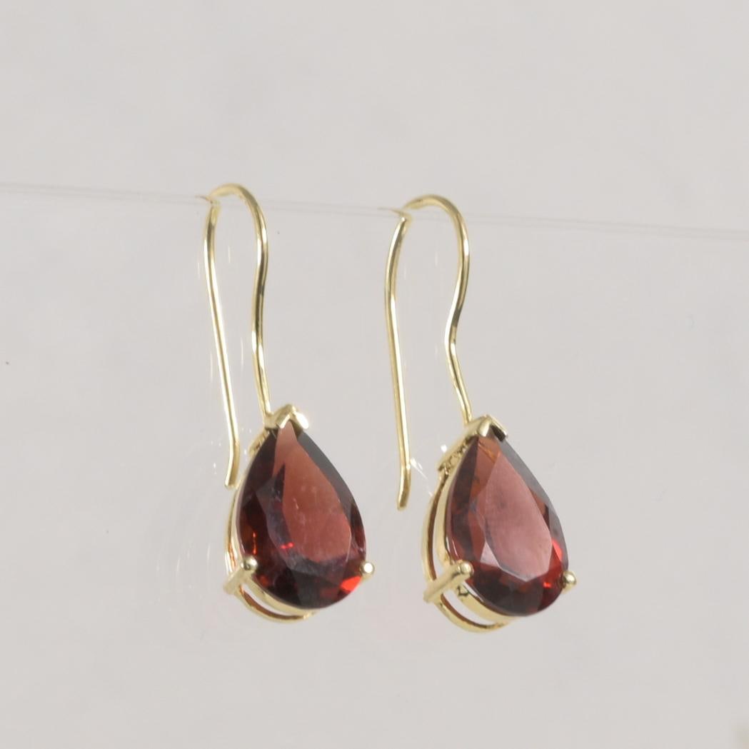 14K Yellow Gold Pear Faceted Garnet Shepard's Hook Earrings (1 of 9)