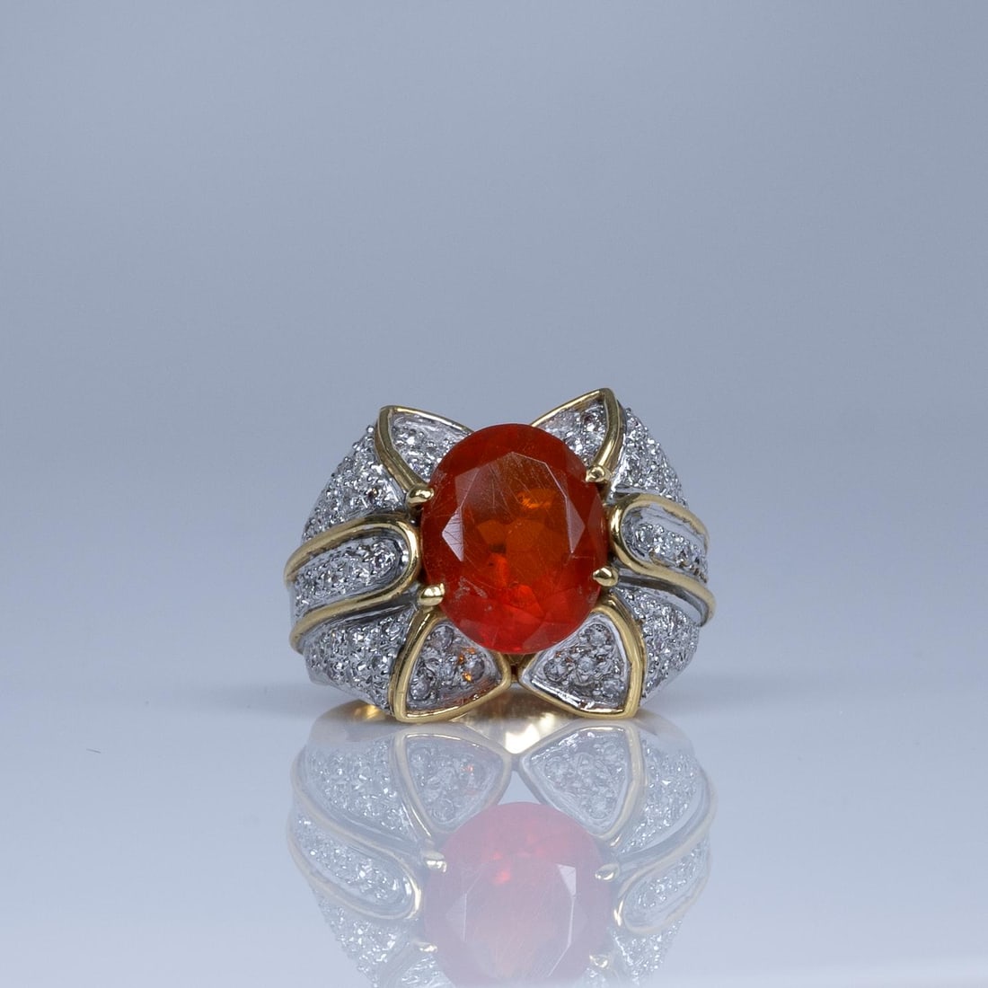 Orange Fire Opal 18K Yellow Gold Ring with Diamond Accents (1 of 7)